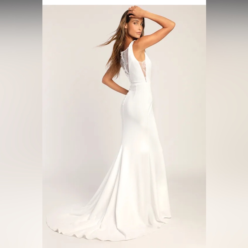Lulu's Ivory Lace-Back Mermaid Wedding Gown